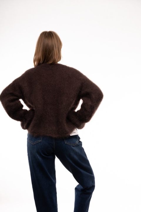 Luksusowy sweter z Kid Moherem CXL Collection Made in Italy - Brąz