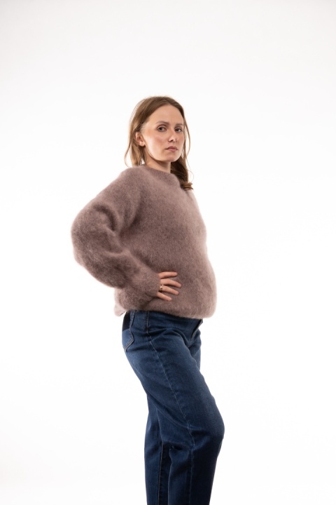 Luksusowy sweter z Kid Moherem CXL Collection Made in Italy - Fango