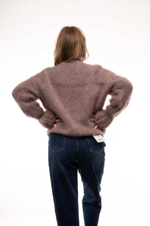 Luksusowy sweter z Kid Moherem CXL Collection Made in Italy - Fango