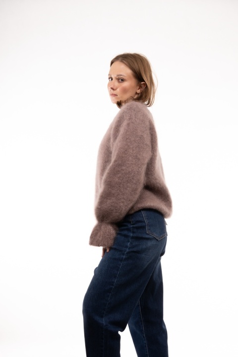 Luksusowy sweter z Kid Moherem CXL Collection Made in Italy - Fango