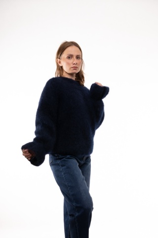 Luksusowy sweter z Kid Moherem CXL Collection Made in Italy - Granat