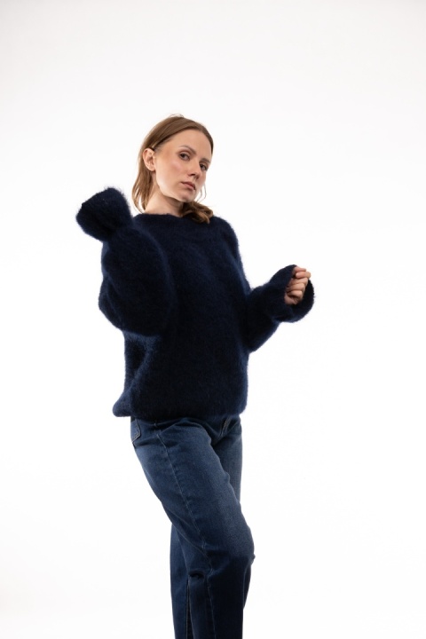 Luksusowy sweter z Kid Moherem CXL Collection Made in Italy - Granat