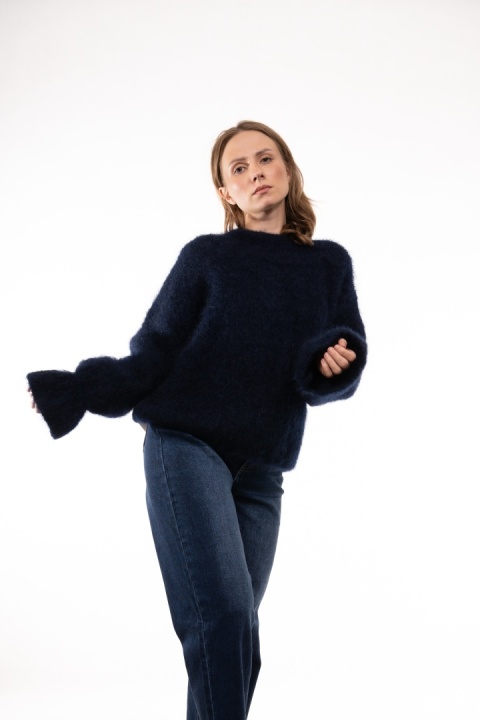 Luksusowy sweter z Kid Moherem CXL Collection Made in Italy - Granat