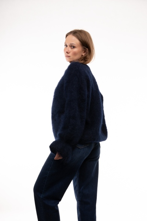 Luksusowy sweter z Kid Moherem CXL Collection Made in Italy - Granat