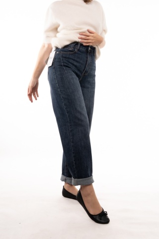 Niebieskie jeansy damskie Harem Pants z paskiem Uiuj - UHP548-6