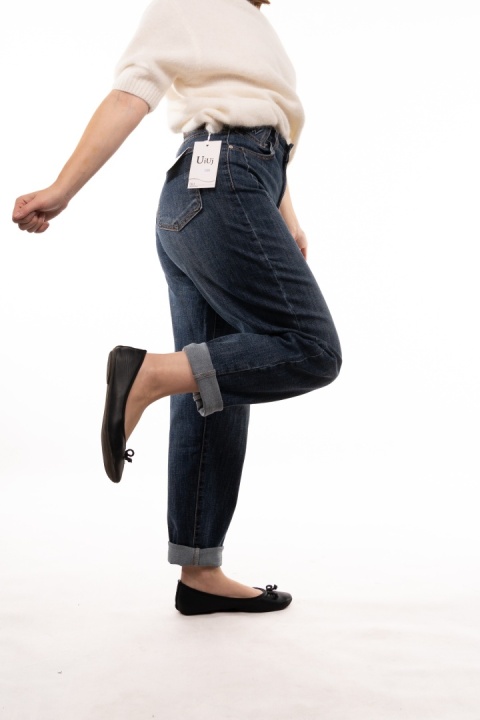 Niebieskie jeansy damskie Harem Pants z paskiem Uiuj - UHP548-6