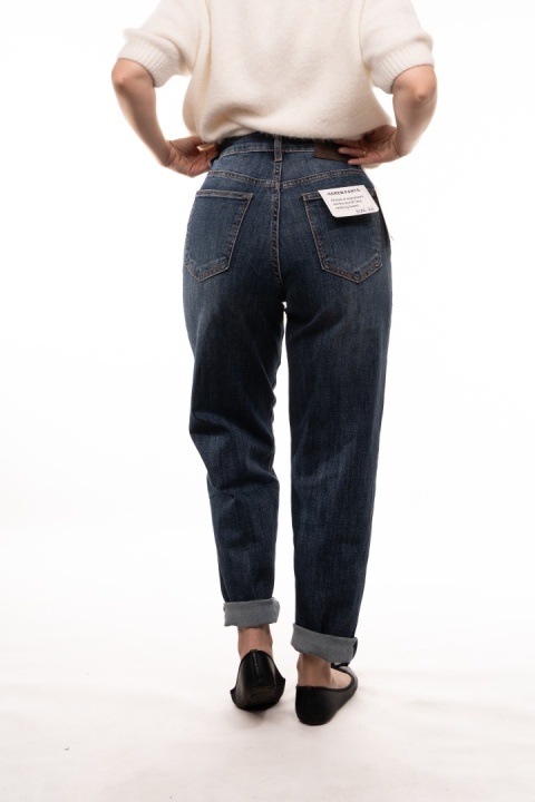 Niebieskie jeansy damskie Harem Pants z paskiem Uiuj - UHP548-6