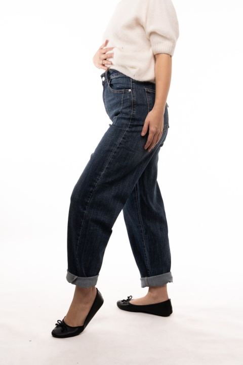 Niebieskie jeansy damskie Harem Pants z paskiem Uiuj - UHP548-6