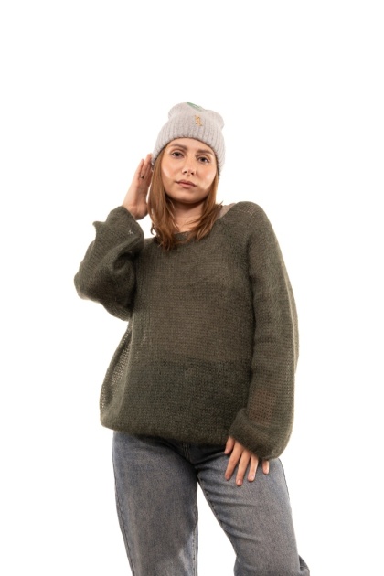 Prążkowana czapka z angorą ZUZU THE HAT DZ25-CZ112 - Szara