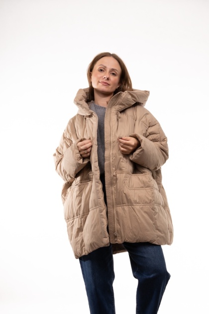 Puchowa kurtka oversize z puchem kaczym - Beż