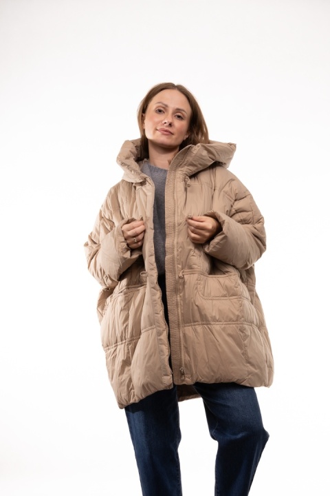 Puchowa kurtka oversize z puchem kaczym - Beż