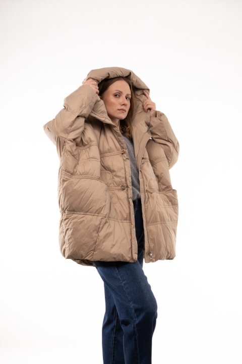 Puchowa kurtka oversize z puchem kaczym - Beż