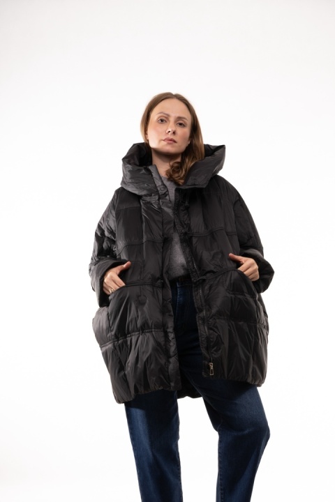 Puchowa kurtka oversize z puchem kaczym - Czarna