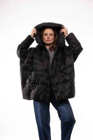 Puchowa kurtka oversize z puchem kaczym - Czarna