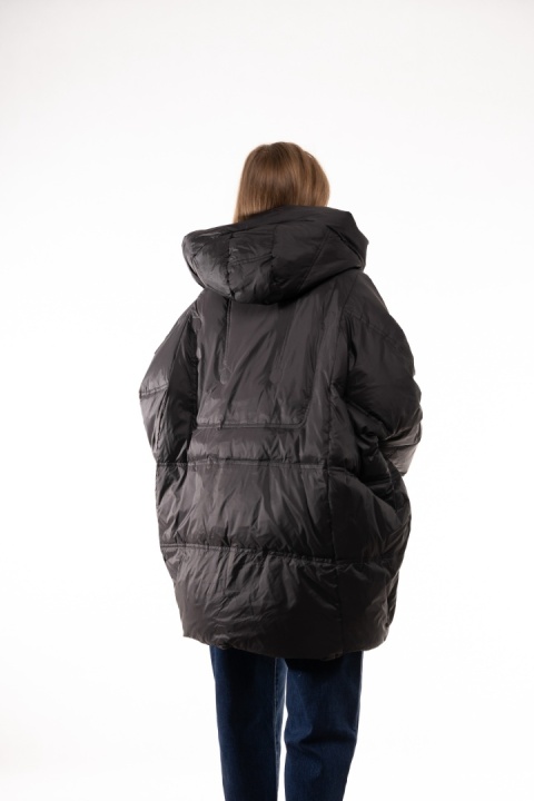 Puchowa kurtka oversize z puchem kaczym - Czarna