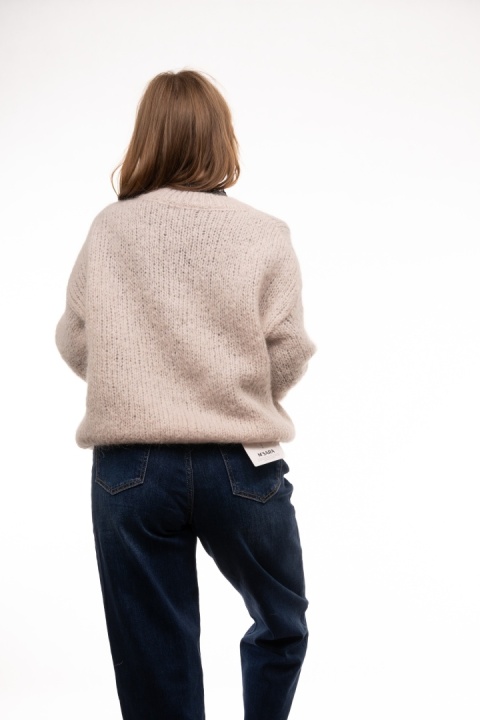 Puszysty sweter z moherem GIANCHI Made in Italy - Beż jasny