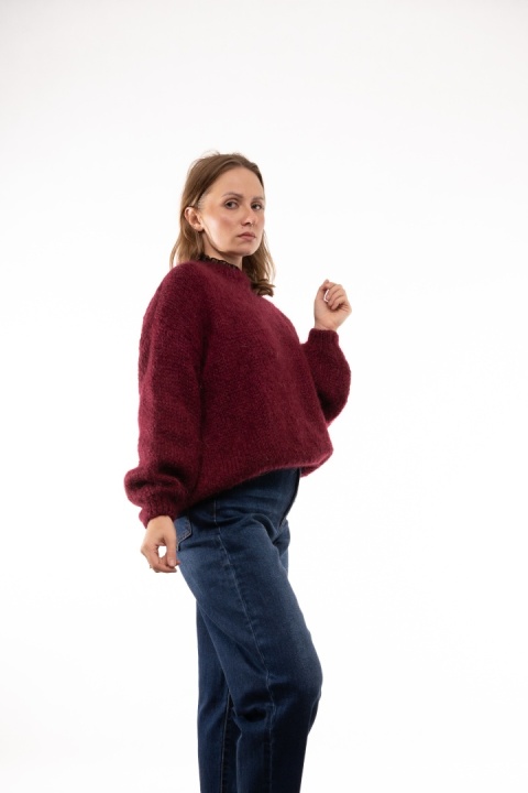 Puszysty sweter z moherem GIANCHI Made in Italy - Bordo