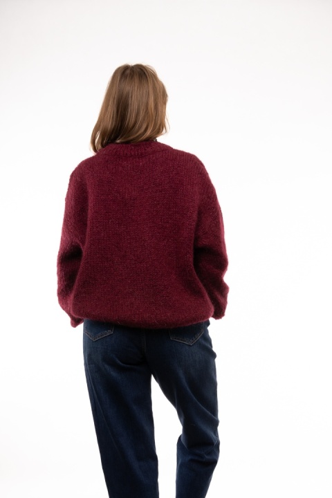 Puszysty sweter z moherem GIANCHI Made in Italy - Bordo