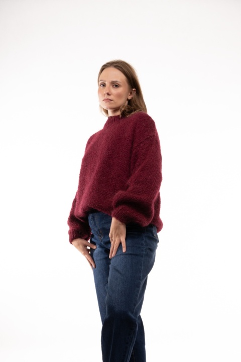Puszysty sweter z moherem GIANCHI Made in Italy - Bordo