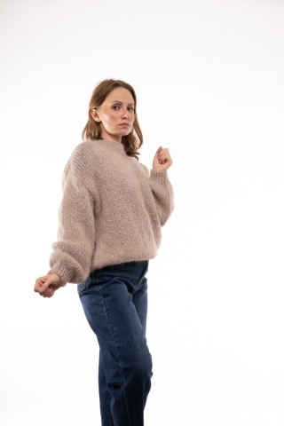 Puszysty sweter z moherem GIANCHI Made in Italy - Fango