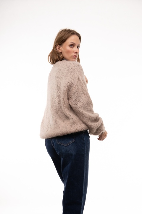 Puszysty sweter z moherem GIANCHI Made in Italy - Fango