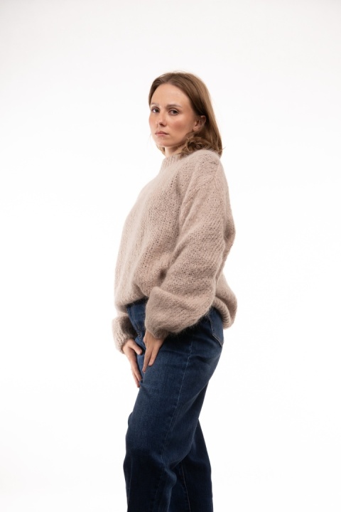 Puszysty sweter z moherem GIANCHI Made in Italy - Fango
