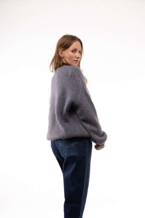 Puszysty sweter z moherem GIANCHI Made in Italy - Grafit