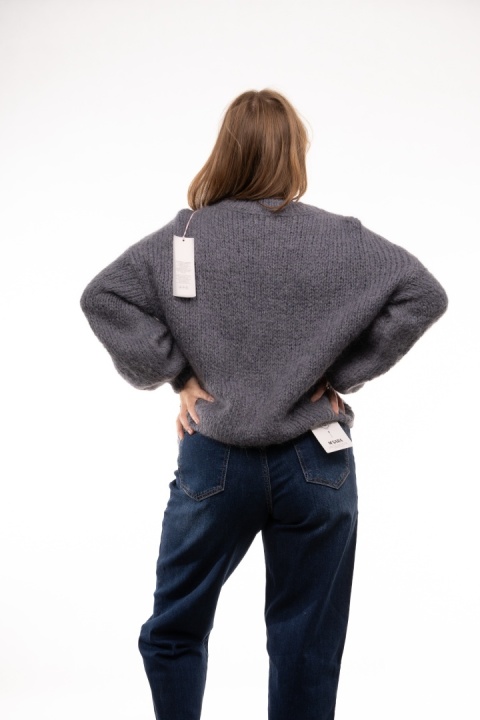 Puszysty sweter z moherem GIANCHI Made in Italy - Grafit