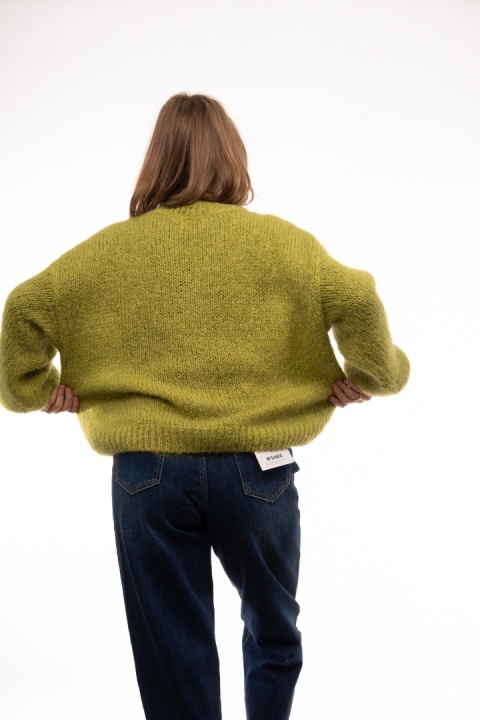 Puszysty sweter z moherem GIANCHI Made in Italy - Limonka