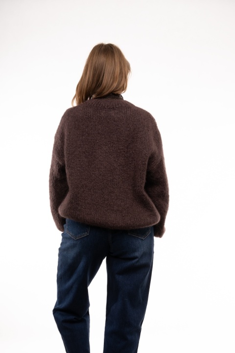 Puszysty sweter z moherem GIANCHI Made in Italy - Mleczna czekolada