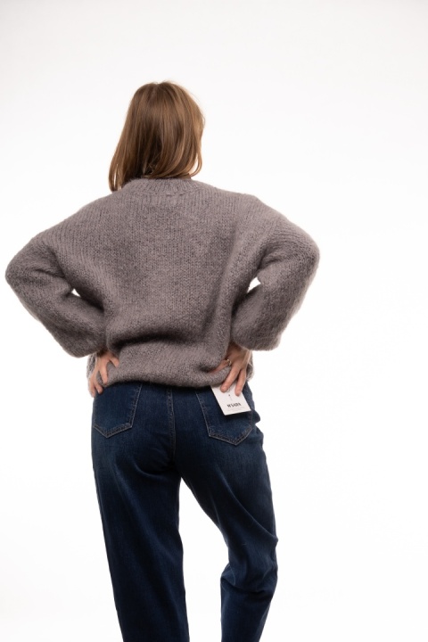 Puszysty sweter z moherem GIANCHI Made in Italy - Szary
