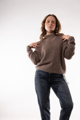 Wełniany półgolf z kaszmirem Cashmere Blend Beż ciemny