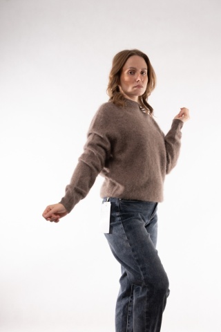 Wełniany półgolf z kaszmirem Cashmere Blend Beż ciemny