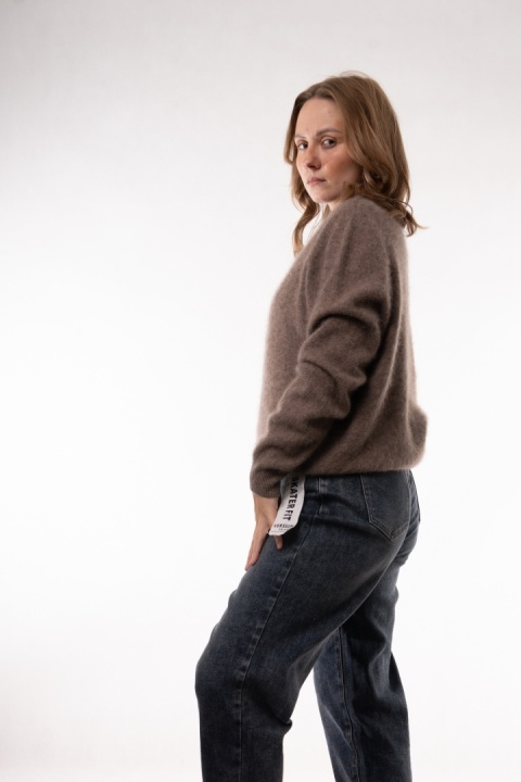 Wełniany półgolf z kaszmirem Cashmere Blend Beż ciemny