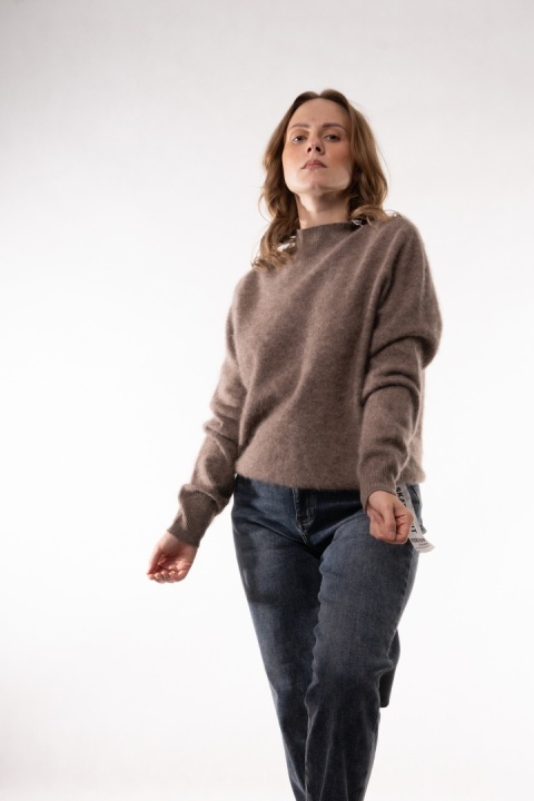 Wełniany półgolf z kaszmirem Cashmere Blend Beż ciemny