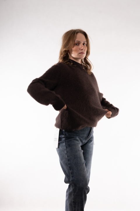 Wełniany półgolf z kaszmirem Cashmere Blend Gorzka Czekolada