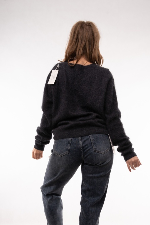 Wełniany sweter w serek z kaszmirem Cashmere Blend Grafit