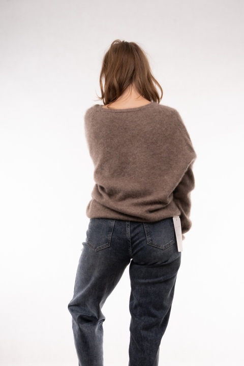 Wełniany sweter w serek z kaszmirem Cashmere Blend Fango