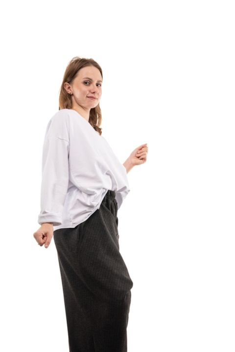 Bawełniana bluzka oversize z długim rękawem Wendy Trendy - Biała