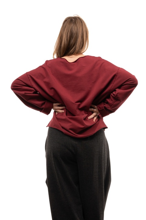 Bawełniana bluzka oversize z długim rękawem Wendy Trendy - Bordo