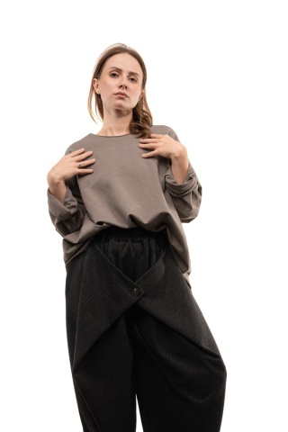 Bawełniana bluzka oversize z długim rękawem Wendy Trendy - Fango