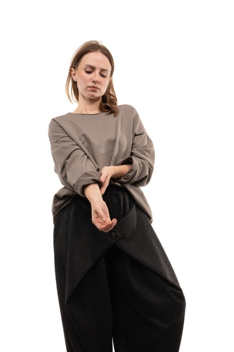 Bawełniana bluzka oversize z długim rękawem Wendy Trendy - Fango