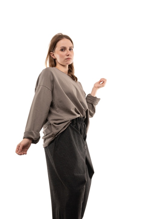 Bawełniana bluzka oversize z długim rękawem Wendy Trendy - Fango