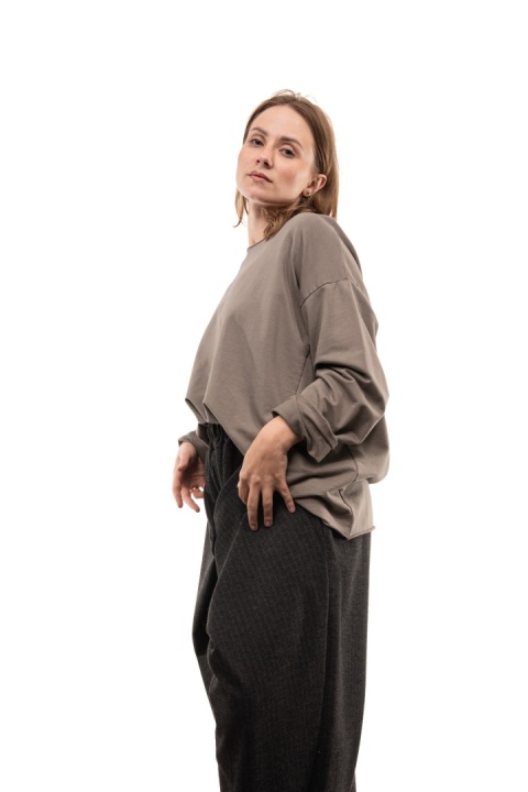 Bawełniana bluzka oversize z długim rękawem Wendy Trendy - Fango
