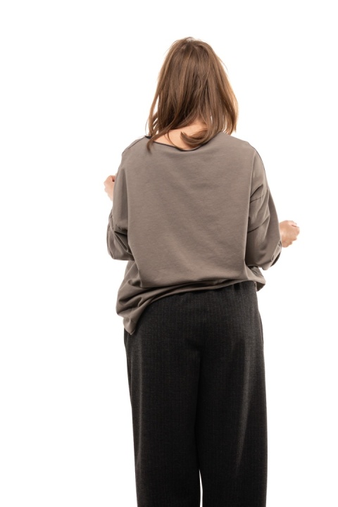 Bawełniana bluzka oversize z długim rękawem Wendy Trendy - Fango