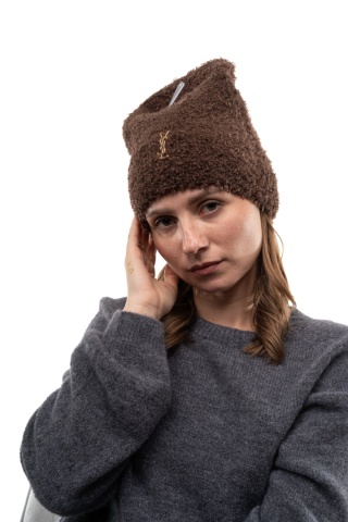 Czapka bouclé baranek ZUZU THE HAT DZ26-4CZ01 - Brąz