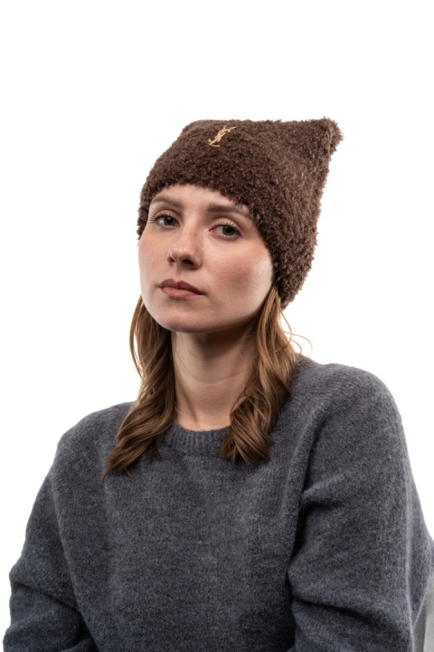 Czapka bouclé baranek ZUZU THE HAT DZ26-4CZ01 - Brąz