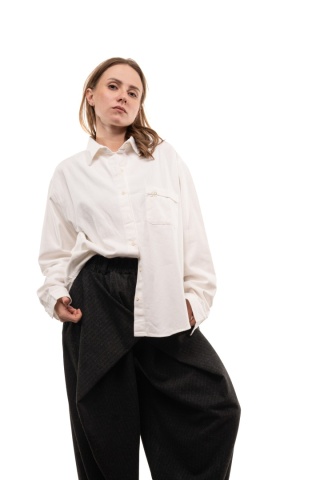 Elegancka bawełniana koszula oversize premium - Biała