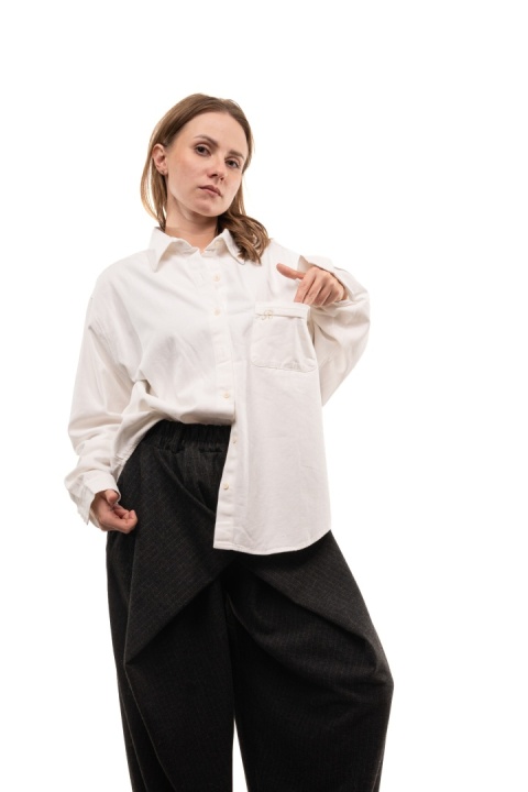 Elegancka bawełniana koszula oversize premium - Biała