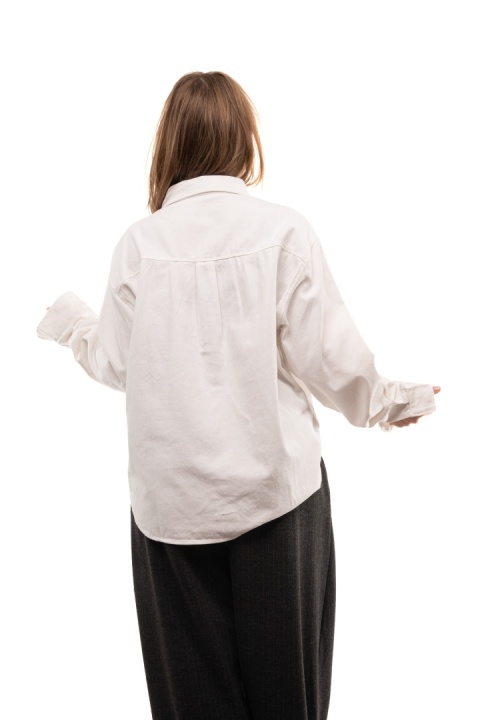 Elegancka bawełniana koszula oversize premium - Biała